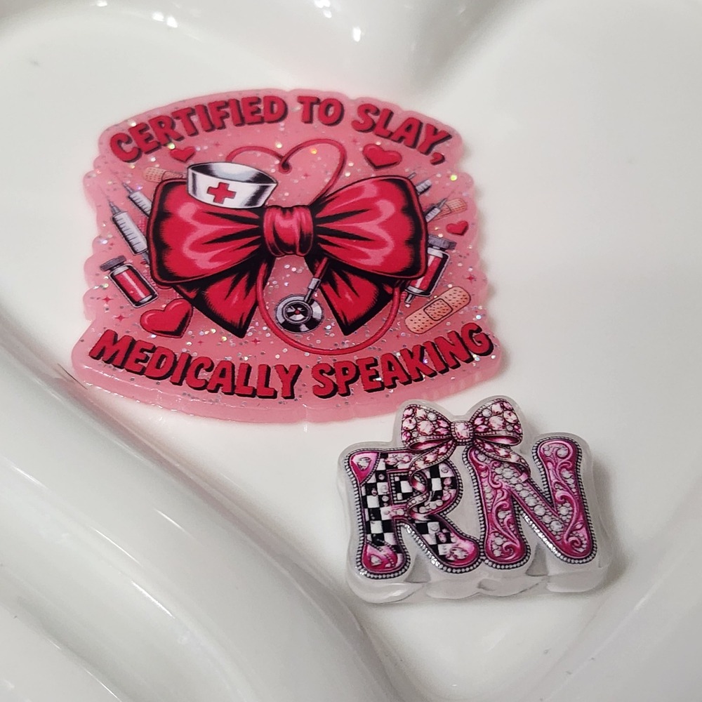 RN‎ Nurse Flatback Focal Bead Badge Keychain Crafts Flats Acrylic Beaded Pen